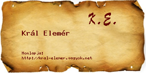 Král Elemér névjegykártya